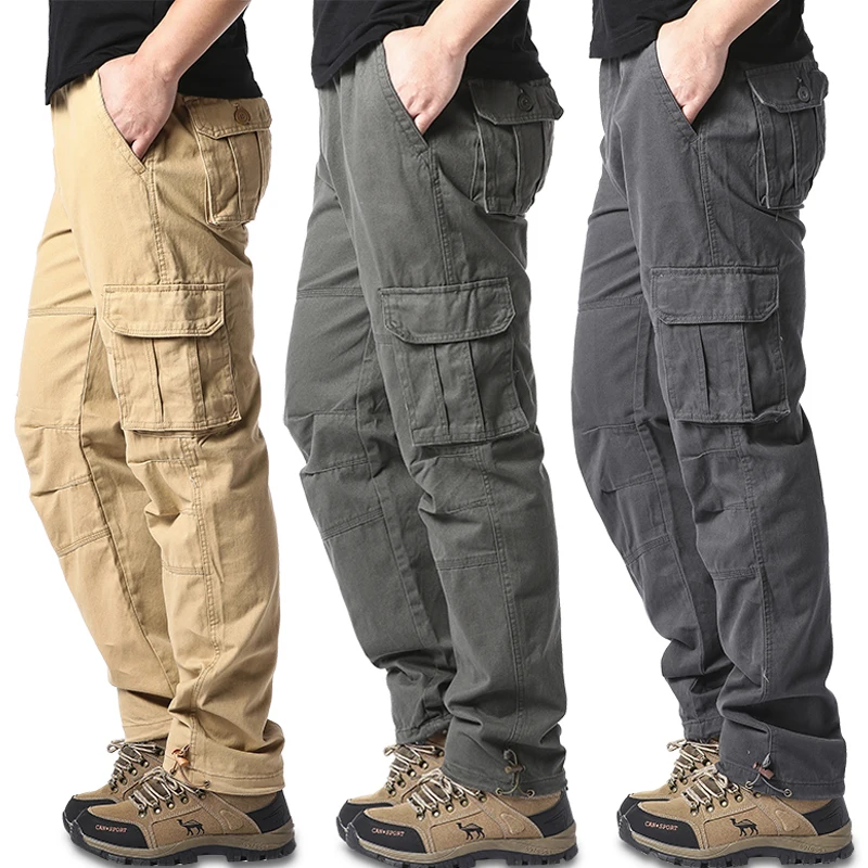 Pocket Cargo Pants Men Cotton Overalls