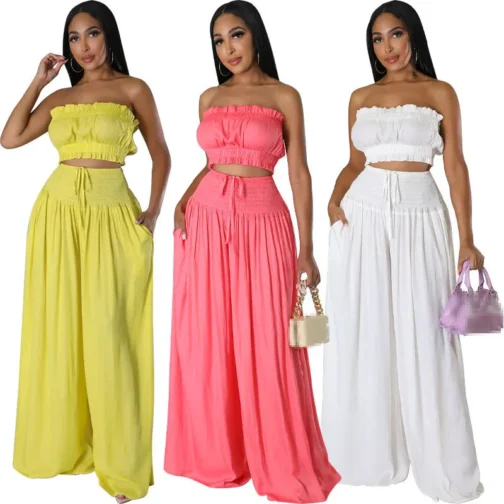 Casual Two Pieces Set Women Summer Outfit Office Party Attire