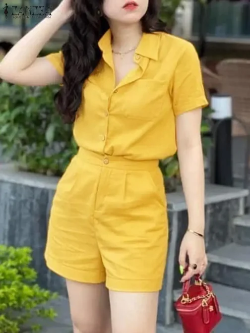 Summer Two Pieces Sets Short Sleeve Blouse Pant Suits Fashion Urban Tracksuits Oversize