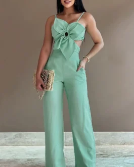 Cross Front Backless Jumpsuit