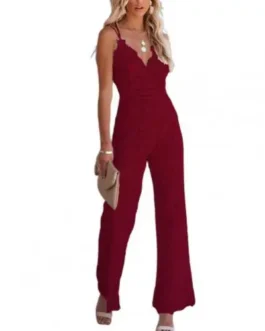 Elegant Solid Lace Jumpsuits