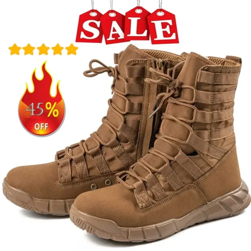 Military High Cut Combat Boots Desert Boot Lightweight Training Boots Hiking Boots Military Man Tactical Boots: