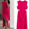 The cut-out design adds a modern touch, while the vibrant rose red color ensures you stand out from the crowd
