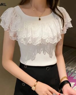 Women’s  White Lace Knitted Tops