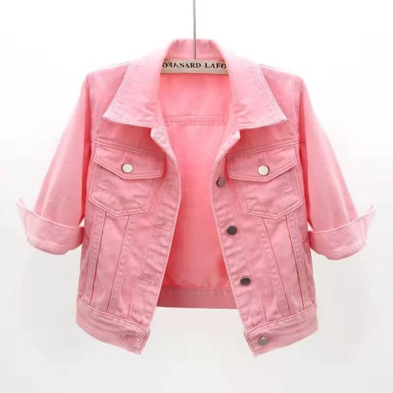 Embrace vibrant style with our candy-colored denim jacket! Perfect for summer, this casual short coat features a regular sleeve style and is crafted with quality weaving