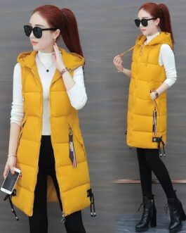 Women’s Long Hooded Parkas Sleeveless Coat