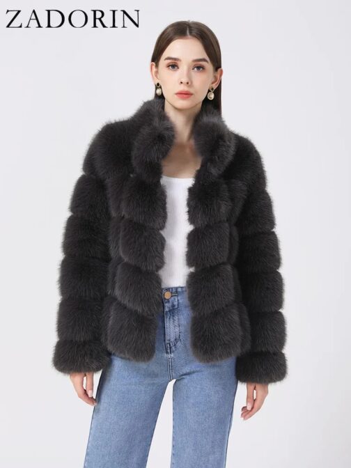 Crafted from high-quality faux fur, it offers a soft, plush feel while being cruelty-free.