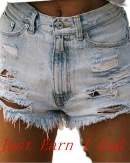 Women’s Summer Ripped Washed Denim Shorts