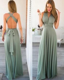 Sexy Women Backless Long Party Dress