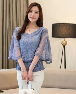 Women’s Summer Chiffon  Cotton Lace Blouse