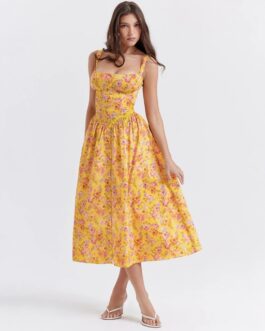 Women’s Summer Floral Midi Dress Outfit