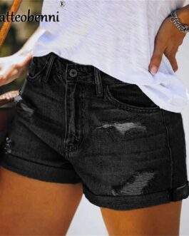 Women’s Fashion Ripped Denim Shorts