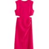 The cut-out design adds a modern touch, while the vibrant rose red color ensures you stand out from the crowd