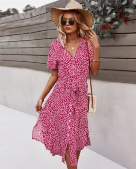 Summer Women Floral Midi Dresses