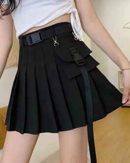 Women’s Belt Pleated Cargo Skirt