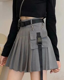 Women’s Belt Pleated Cargo Skirt