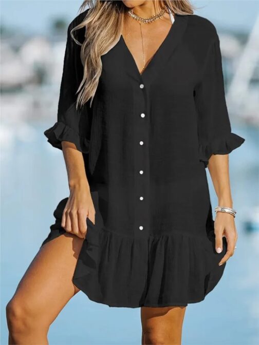 This versatile tunic shirtdress is perfect as a beach bikini cover-up or casual beachwear. 5