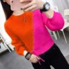 Women's Contrast Color Knit Sweaters - Image 3