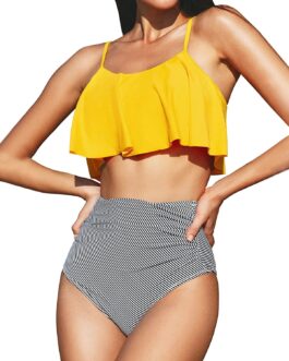 Women’s New Bikini Set Ruffled Top Swimsuit