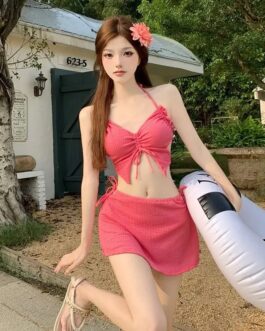 Korean Fashion Push Up Bikini Three Piece Set Swimsuit