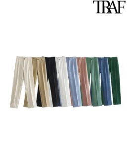 Women’s Chic Fashion Office Wear Straight Pants Vintage