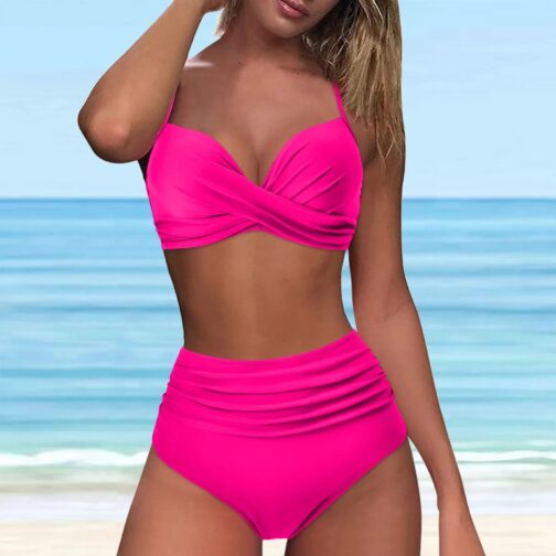 Step into summer 2024 with our Sexy Twist Tank High-Waist Bikini Set, a must-have for every beach-loving woman. This stylish swimwear features a flattering V-neck top with a unique twist design that adds a touch of elegance while enhancing your bust. The high-waist bikini bottoms provide excellent tummy control, creating a smooth and confident silhouette. Crafted from premium, quick-drying fabric, this solid-color bikini set offers both comfort and durability, perfect for any sun-soaked adventure. Whether you're lounging by the pool, hitting the waves, or enjoying a beach day with friends, this swimsuit ensures you look chic and feel comfortable. Upgrade your beachwear collection with this trendy, figure-flattering bikini set for a summer to remember. The high-waist bikini bottoms provide excellent tummy control, creating a smooth and confident silhouette.