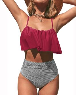 Women’s New Bikini Set Ruffled Top Swimsuit