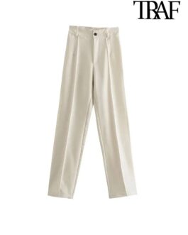 Women’s Chic Fashion Office Wear Straight Pants Vintage