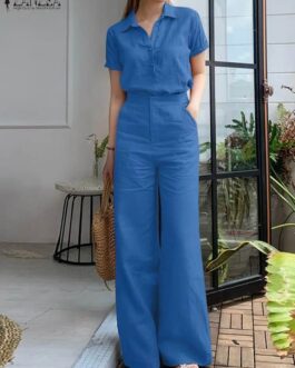 Women’s  Outfits Causal Short Sleeve Shirt Loose Wide Leg Pants Tracksuits