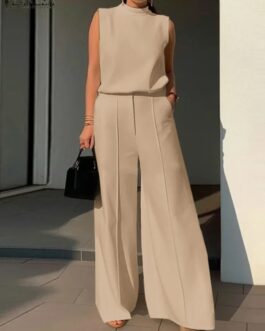 Women’s Elegant Sets Tank Tops and Wide Leg Pant Suits Oversize