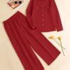 Women's Elegant Long Sleeve Shirt & Pants Sets Outifits - Image 20