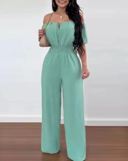 Women’s Summer Fashion Printed Wide Leg Jumpsuit