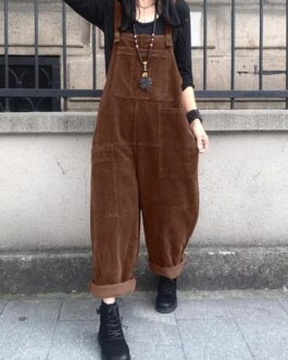 Women’s Casual Straps Suspender Overalls Vintage Corduroy Jumpsuits