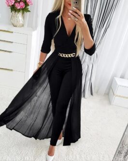 Women’Elegant Black Evening Attire Fashion Jumpsuit