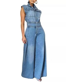 Women’s Denim Sleeveless Jumpsuits