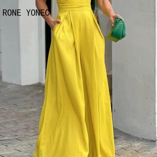 he sleeveless cut and wide-leg silhouette create an elegant, flowy fit perfect for special events or evening parties. 4