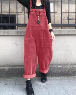 Women’s Casual Straps Suspender Overalls Vintage Corduroy Jumpsuits