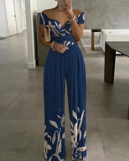 Women’s Summer New Printed One Shoulder Jumpsuits