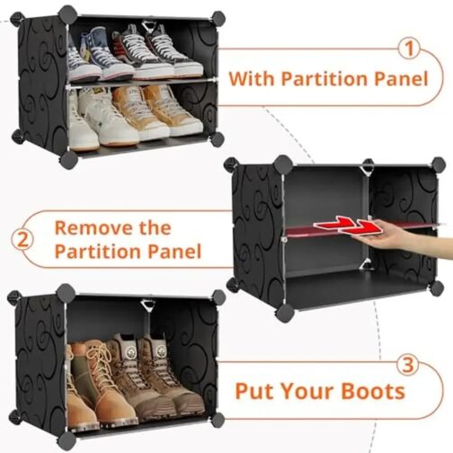 Featuring a stylish door panel, this DIY plastic shoe rack combines functionality with modern design, making it a perfect fit for your living room, hallway, or bedroom. 6