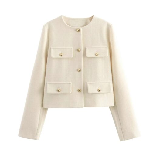 Women's New Fashionable and Casual  Flip Decoration Short Suit Jacket - Image 7