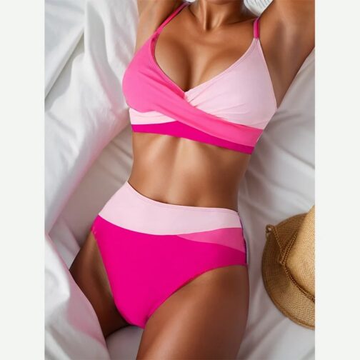 Crisscross High Waist Bikini Sets Two Piece Swimsuit - Image 3