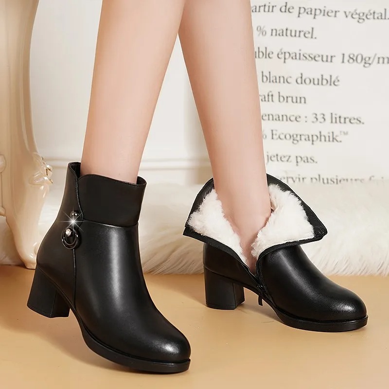 A smooth side zipper allows for easy on and off, while the stable high heel adds height and confidence without sacrificing comfort. 1