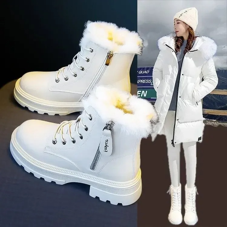 Keep your feet cozy and stylish this winter with our Women’s Snow Boots! Designed with plush lining, these medium-height boots provide exceptional warmth and comfort in cold weather. The thickened sole ensures durability and insulation, while the flat design offers stability and ease for all-day wear. Available in classic black and white, these boots are perfect for casual outings, outdoor activities, or snowy adventures. The soft, warm interior keeps your feet snug, while the sturdy outsole provides excellent grip on slippery surfaces, ensuring safety in icy conditions. Lightweight yet durable, these snow boots combine practicality and fashion effortlessly. Elevate your winter wardrobe with these versatile, warm, and comfortable medium snow boots that every woman will love. 1