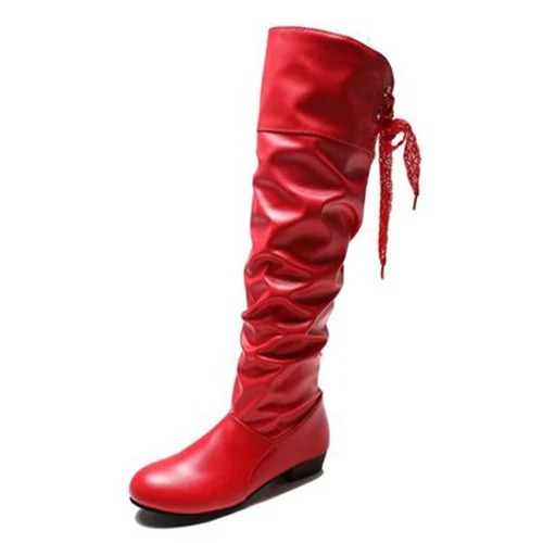 Women's Knee High Boots Red Black White Tall Boots - Image 8