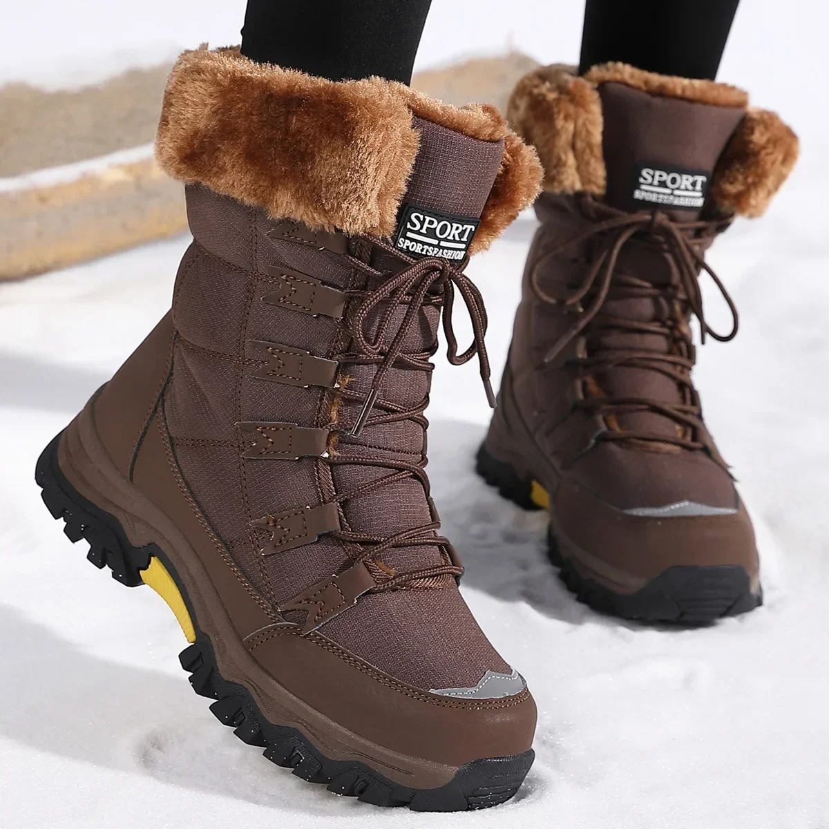 Made with waterproof and cold-proof materials, these boots keep your feet dry and insulated in rain, snow, and freezing temperatures 1