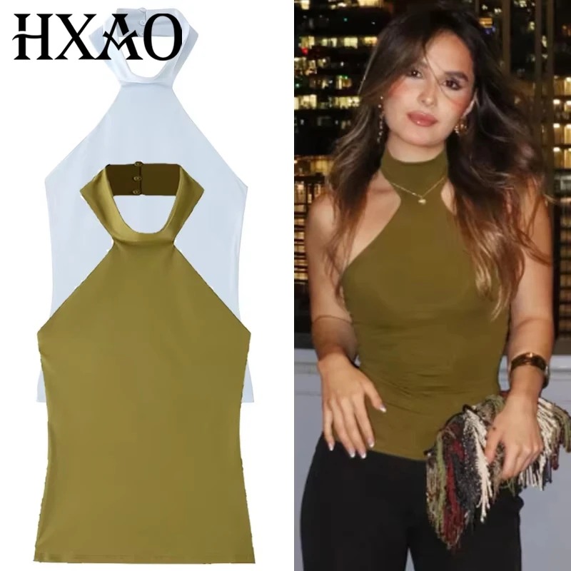 Featuring a sexy halter neckline with an off-shoulder feel, sleeveless cut, and backless design, it highlights your shoulders and back for a confident, feminine silhouette 1
